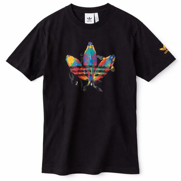 adidas Originals Tops - Adidas Originals colorful koi fish trefoil logo black graphic tee size Small